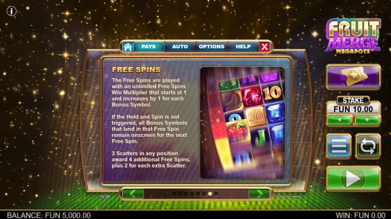 Fruit Merge Megapots - informasi Free Spins dan pengganda